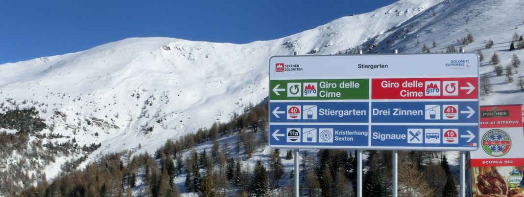 Die Beschilderung ist im Skigebiet vorbildlich