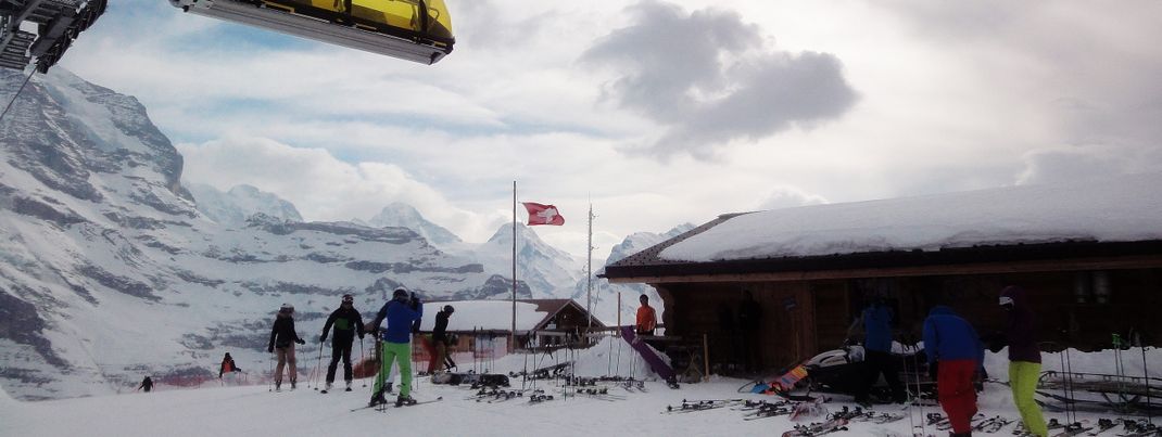 An der Bergstation des Lauberhorn Lifts