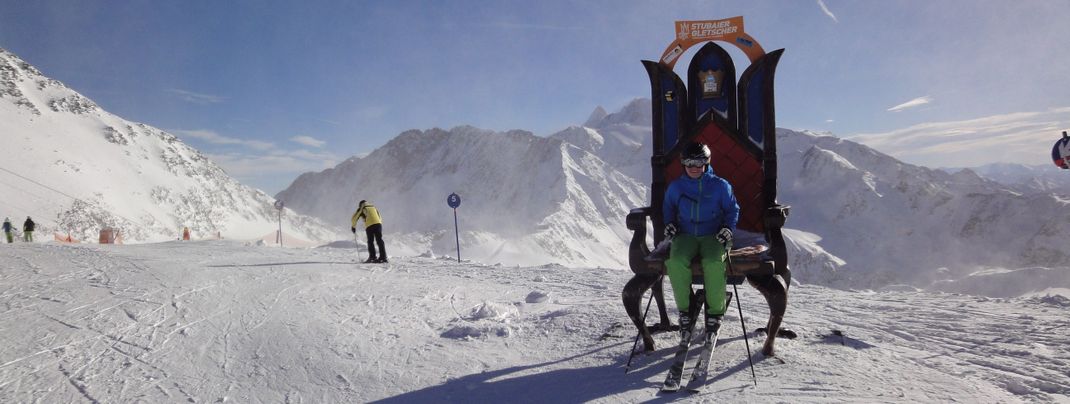 Am höchsten Punkt im Skigebiet, dem Top of Tyrol auf 3210m Seehöhe