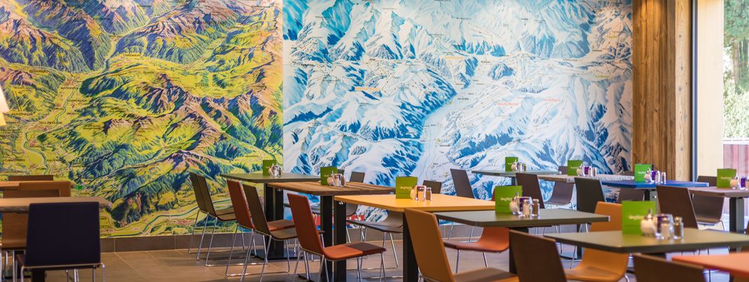 Während dem Frühstück schon die Pisten checken!