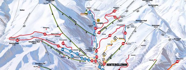 Plan der Loipen (rosa gestrichelt) und Winterwanderwege.