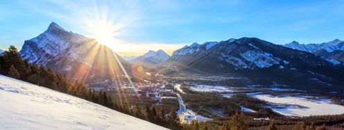 Snow-covered slopes and plenty of sunshine is what you get when visiting Banff ski region.