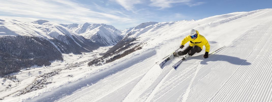 Livigno ist mit 115 Pistenkilometern das größte Skigebiet der Lombardei.