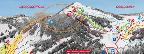 Im Bereich des orangen Kreises wäre die Verbindungsbahn entstanden. Auch eine neue Verbindungspiste war geplant.