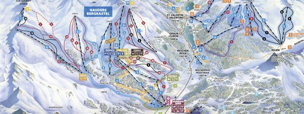 Pistenplan Nauders - Zwei Länder Skiarena