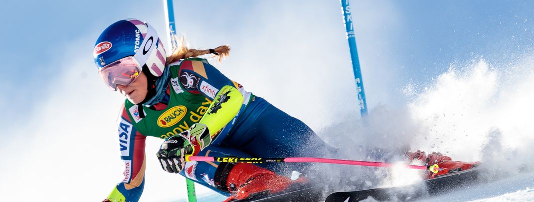 Verletzte Favoritin: Mikaela Shiffrin ist heuer nicht am Start in Sölden. Sie hatte sich im Training am Rücken verletzt.