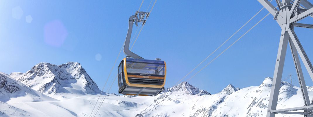 Die neue "3S Eisgratbahn" auf dem Stubaier Gletscher.