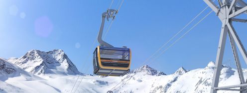 Die neue "3S Eisgratbahn" auf dem Stubaier Gletscher.