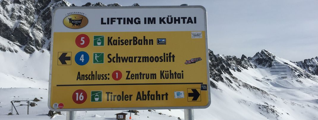 Lifting in Kühtai - Die Pistenmarkierungen sind groß und übersichtlich