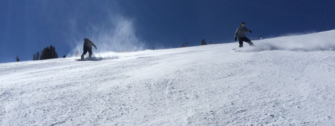 Skiing down Face of Five at High Five Express.