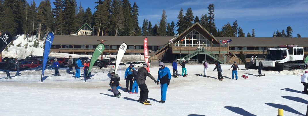 Practice areas in front of the restaurant Yodler at the main lodge