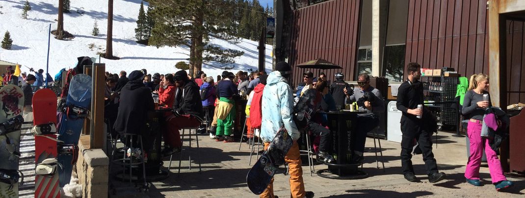 Canyon Lodge is not only a nice spot to enjoy a break on its sun deck during a day on the slopes, it is also a great place to grab some margaritas at night.