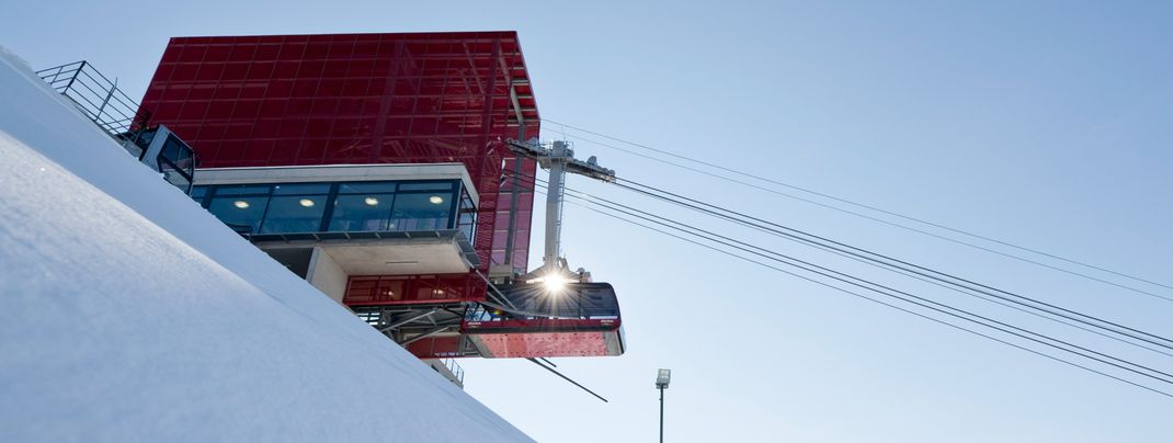 Die Bergstation im Skigebiet Meran 2000.