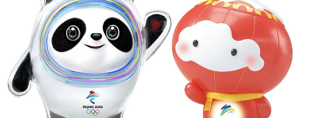 Die Maskottchen der Spiele in Peking sind der Panda 'Bing Dwen Dwen' (Olympics) und die rote Laterne 'Shuey Rhon Rhon' (Paralympics).