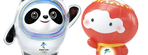 Die Maskottchen der Spiele in Peking sind der Panda 'Bing Dwen Dwen' (Olympics) und die rote Laterne 'Shuey Rhon Rhon' (Paralympics).