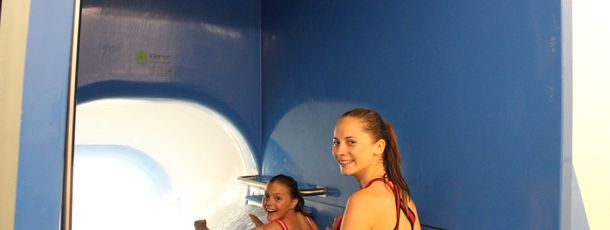 Versuchen Sie sich in unserer Wasserrutsche