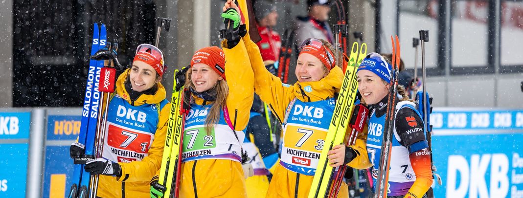 Sieg für die deutsche Damenstaffel mit Vanessa Voigt, Julia Tannheimer, Selina Grotian und Franziska Preuß.