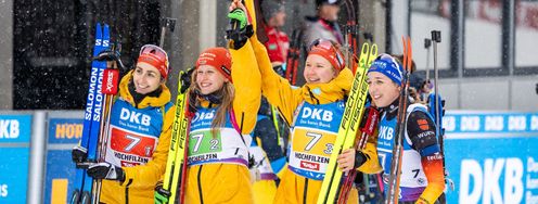 Sieg für die deutsche Damenstaffel mit Vanessa Voigt, Julia Tannheimer, Selina Grotian und Franziska Preuß.