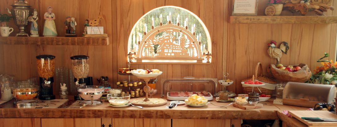 Das Frühstücksbuffet der Pension Teuber