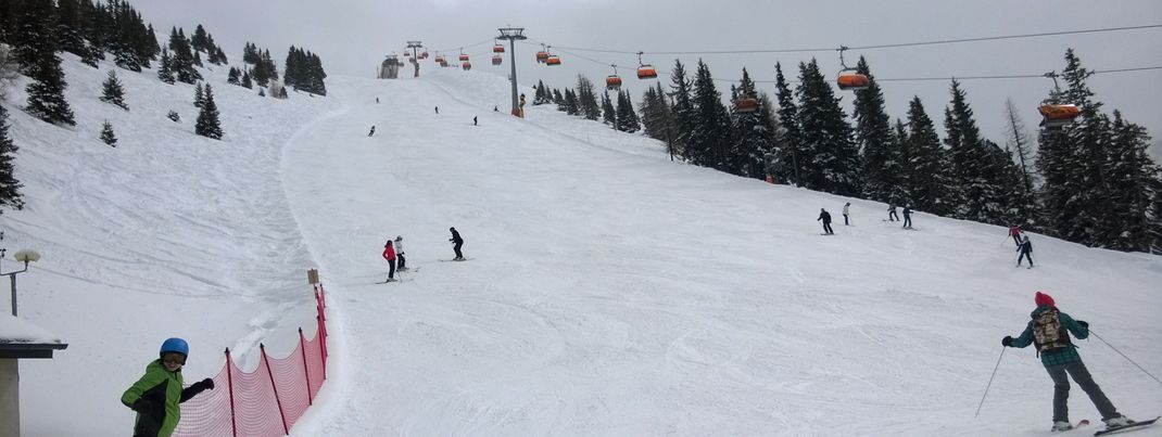Eine der wenigen schwarzen Abfahrten: Die Panorama-Abfahrt an der Gipfelbahn am Hauser Kaibling.