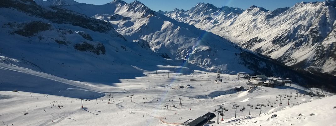 Blick auf die Idalp, das Herzstück und Zentrum der Silvretta Arena Ischgl Samnaun