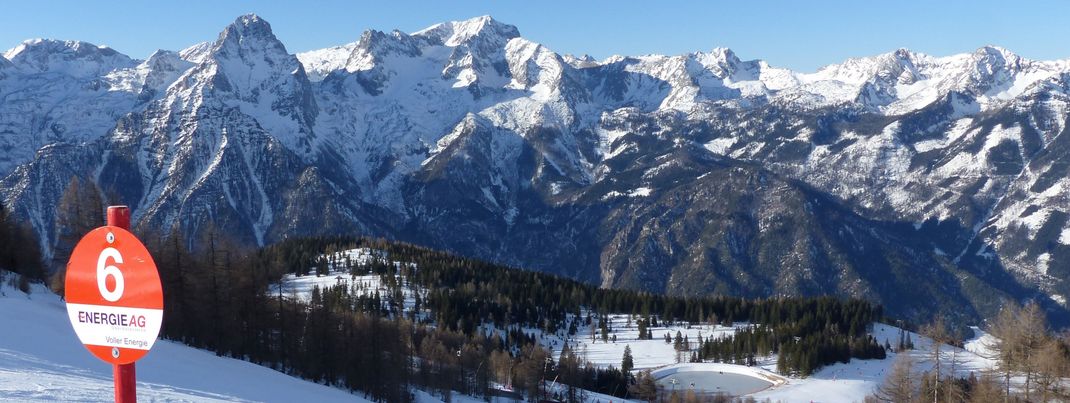 Hinterstoder punktet auch mit seinem Bergpanorama - wie hier auf der Standardabfahrt