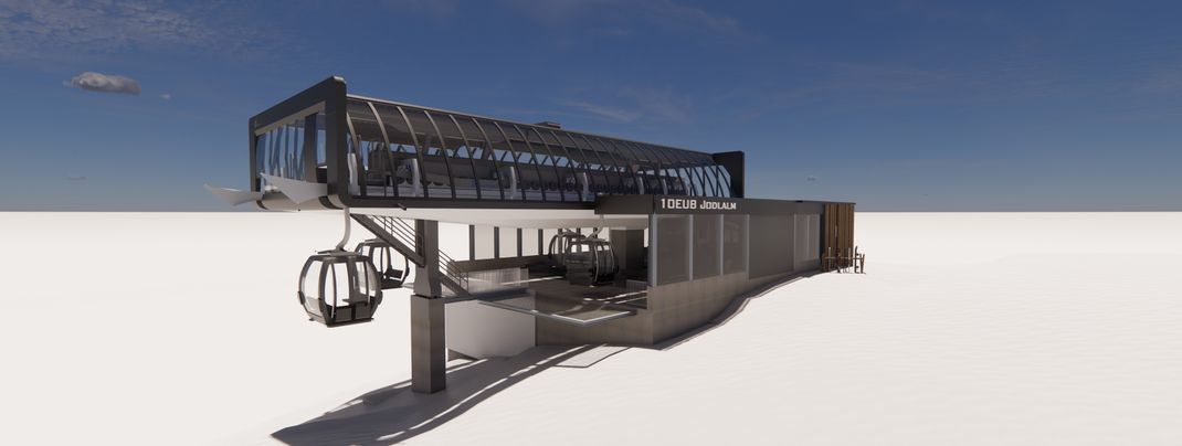 Lückenschluss: Die neue Bergstation der Jodlalmbahn wird hoch zum Harschbichl versetzt.