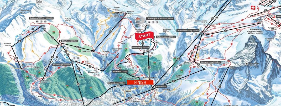 Der Start der neuen Abfahrt liegt unterhalb der Bergstation Gifthittli, Ziel ist in Schweigmatten.