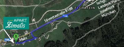 Apart Zimalis in Galtür Tirol bei Ischgl-Paznaun, Anreise