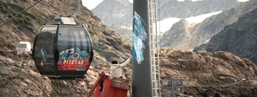 The Wildspitzbahn’s support towers at Pitztal Glacier have been transformed into striking works of art.