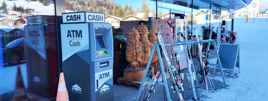 ATMs can be found at various locations throughout the ski area.