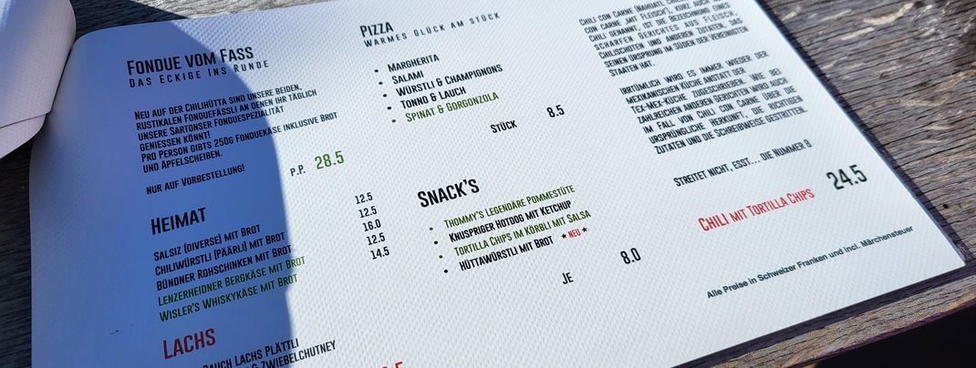 Lunch at the hut can be quite expensive.