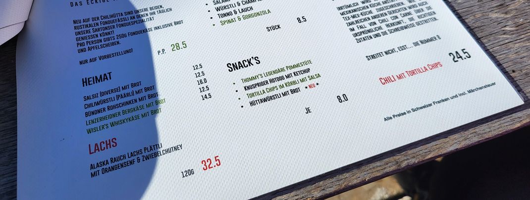 Die Mittagspause fällt auf der Hütte teuer aus