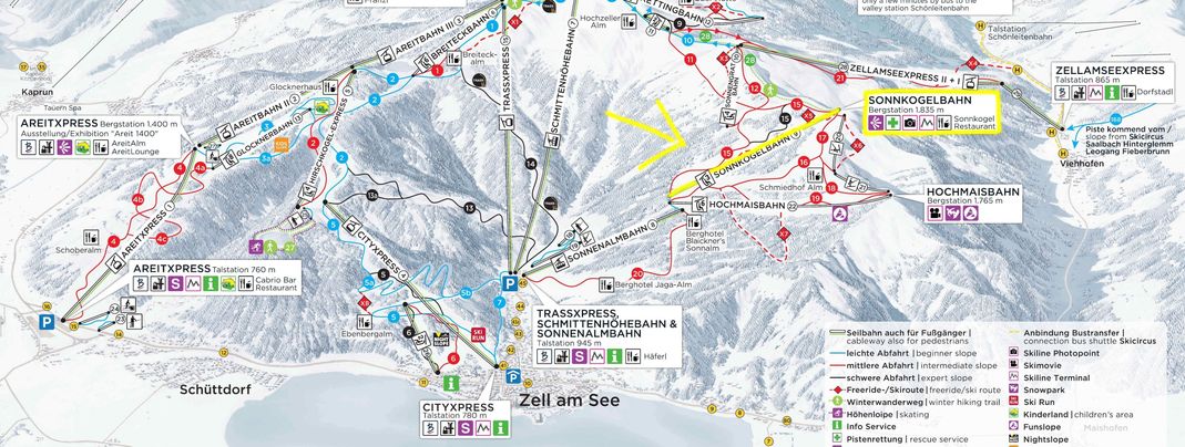 Die neue Bahn liegt mitten im Skigebiet.