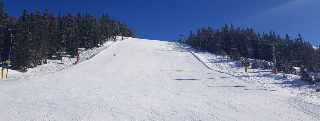 Eine von zwei schwarzen Pisten im Skigebiet See.