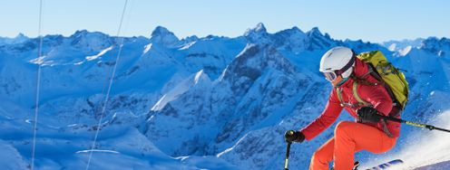 Skifahren mit Panoramablick am Nebelhorn.