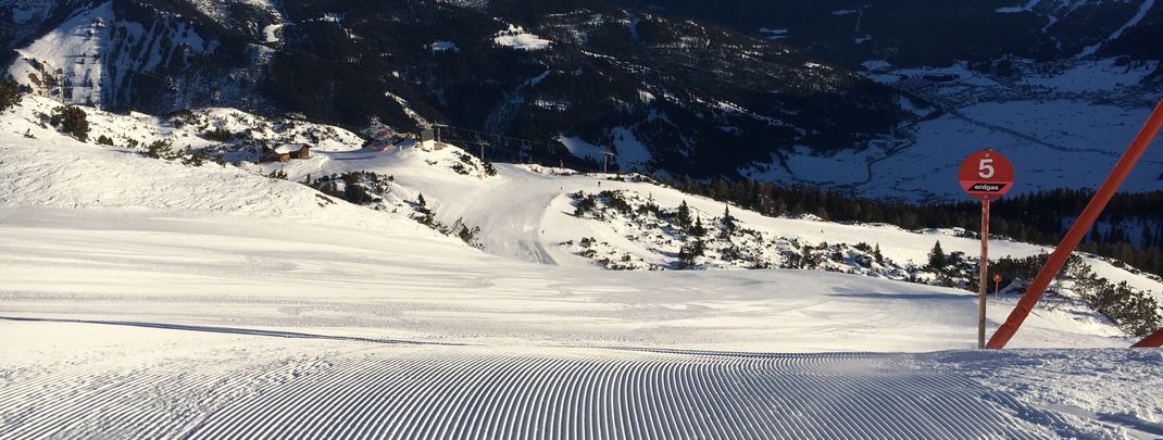 Schöne Carving-Strecke: Die Abfahrt Nr. 5 in Lermoos ist eine sehr breite, rote Piste.