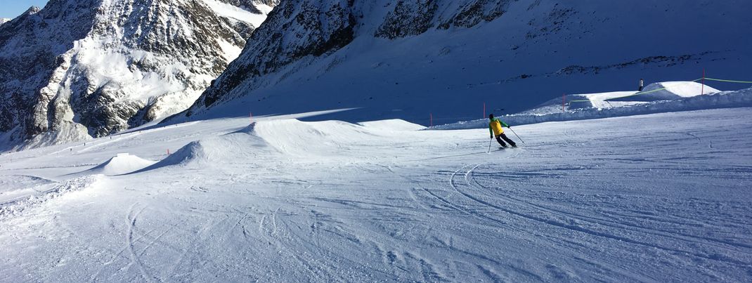 Am Ende der Beginner Line im Snowpark