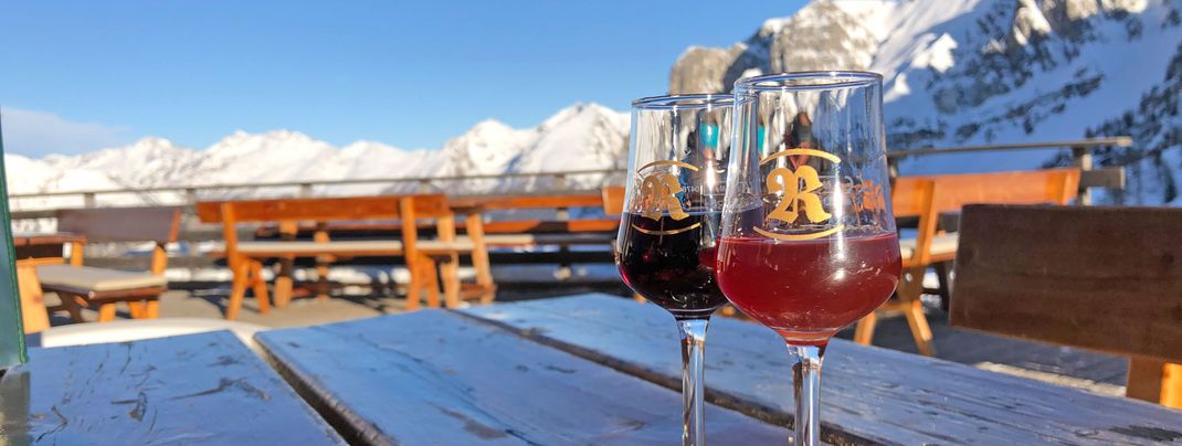 Fantastic panorama and homemade schnapps at the Edelweiss Hut.