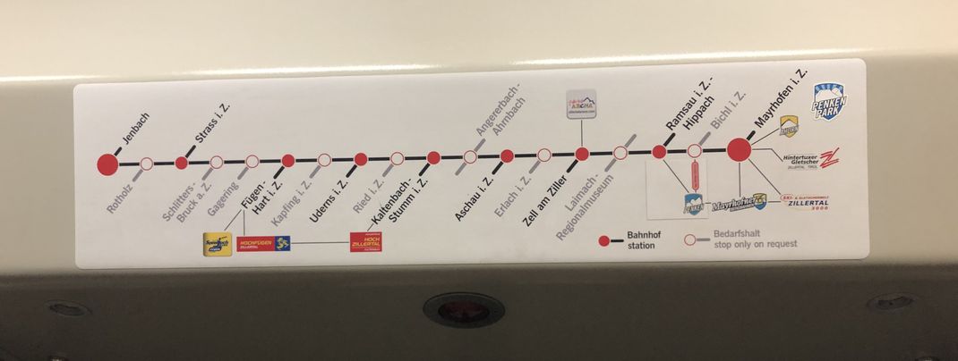 Vom Bahnhof Kaltenbach-Stumm sind es zu Fuß nur noch ca. 5 Minuten bis zur Talstation.