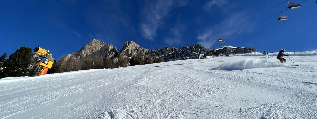 Challenge in front of the Rotwand: The black Paolina slope is quite a ride.