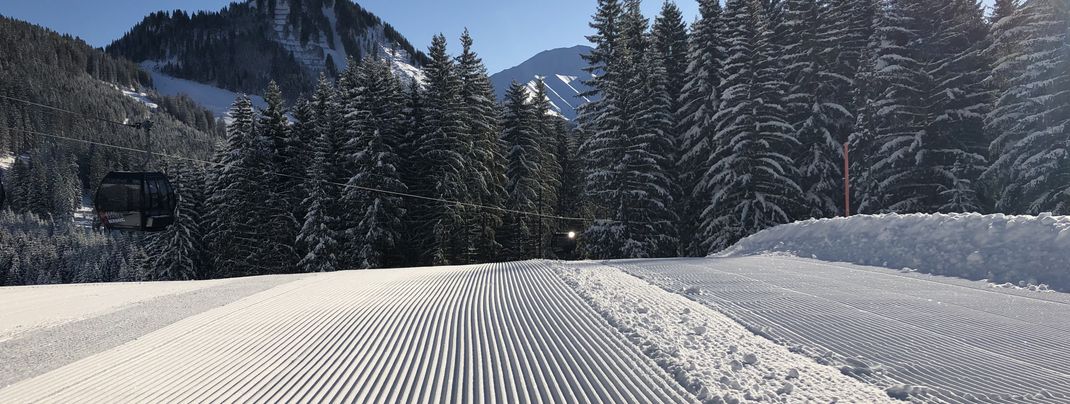 The slopes are perfectly groomed.