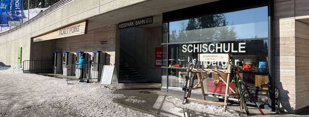 The ski school office is located at the valley station.