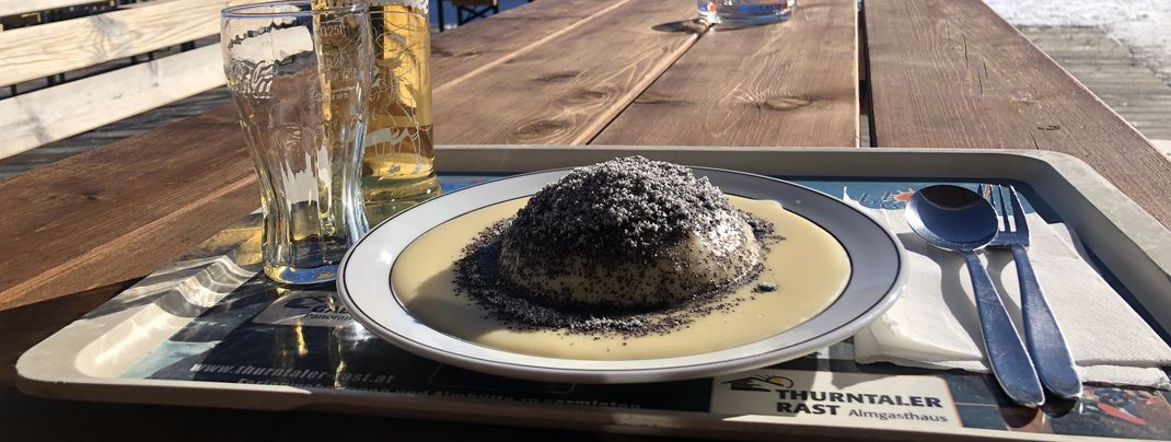 Germknödel in the panoramic restaurant Gadein.