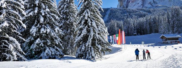 Rund um Wolkenstein, St. Christina und St. Ulrich laden traumhafte Loipen zum genussvollen Langlaufen ein.