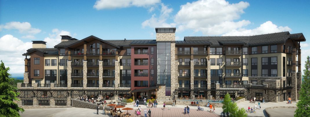 Das neue Snowmass Base Village umfasst ein Restaurant, Eigentumswohnungen sowie zahlreiche Freizeit-Einrichtungen.
