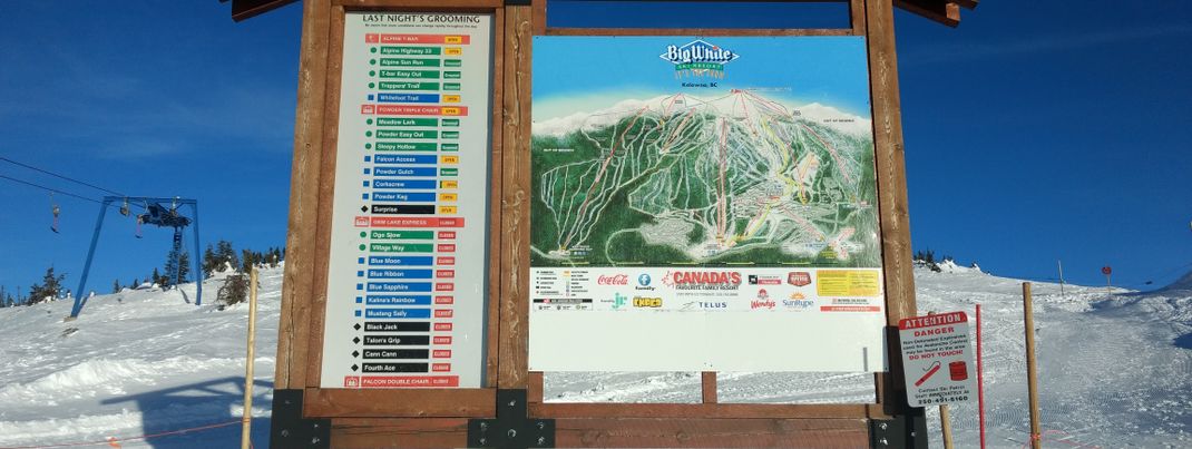 Die Beschilderung und die Aktualität der offenen Lifte und Pisten auf den Infotafeln gibt keinen Anlass zur Kritik