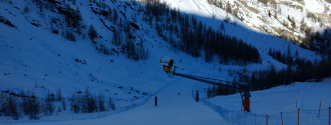 Die Pisten auch beschneit werden.