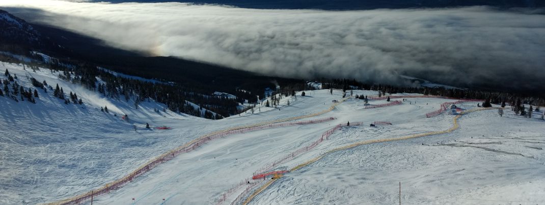 Es ist schwer alle Facetten des Skigebiets Lake Louise auf einem Foto unterzubringen