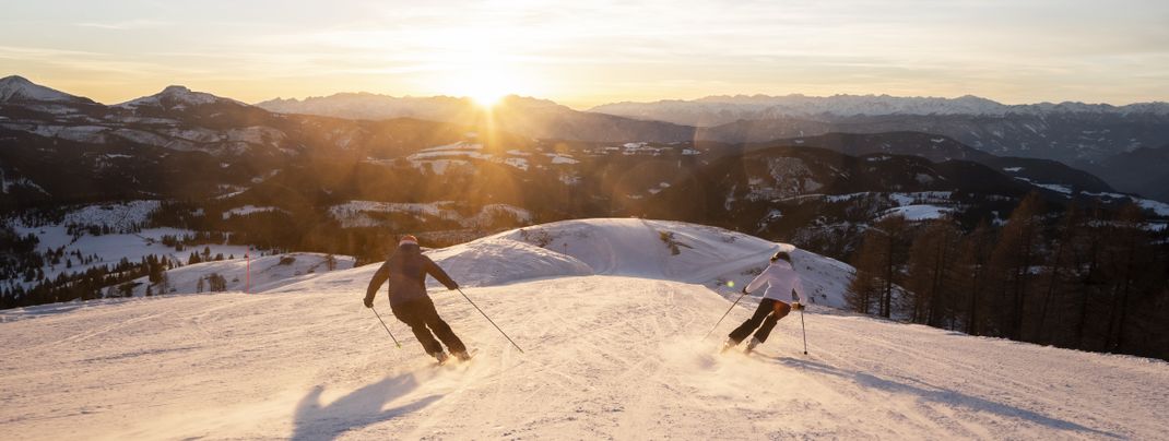 Vor allem blaue und rote Pisten samt Traumpanorama bietet Carezza den Skifahrern.